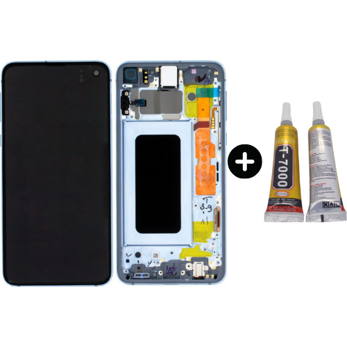 Samsung Galaxy S10E Sm-G970 Uyumlu Çıtalı Servis Lcd Ekran Dokunmatik Mavi + B7000