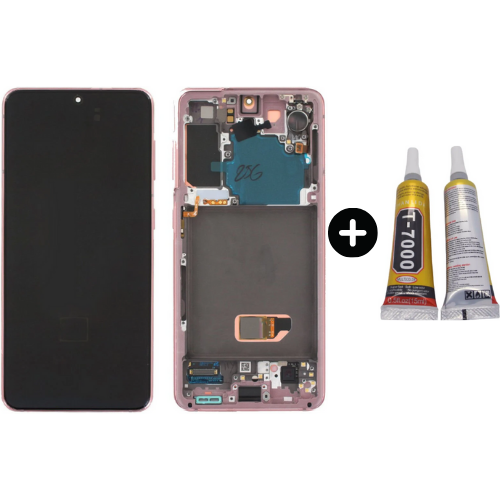 Samsung Galaxy S21 Sm-G991 Uyumlu Çıtalı Hk Lcd Ekran Dokunmatik Mor + B7000