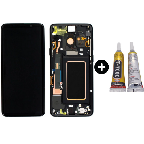 Samsung Galaxy S9 Plus Sm-G965 Uyumlu Çıtalı Yan Sanayidir Lcd Ekran Dokunmatik Siyah + B7000