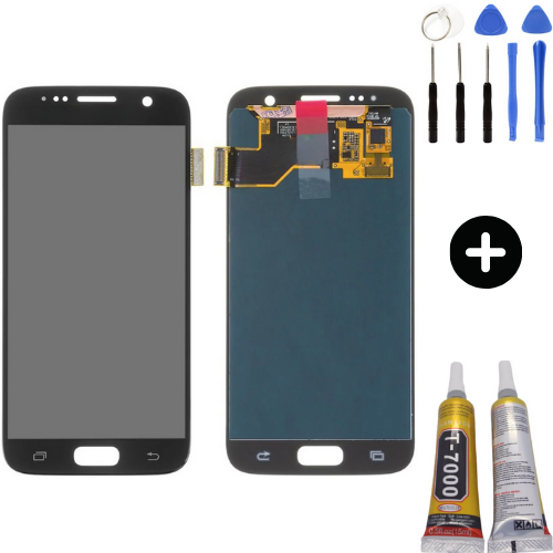 Samsung Galaxy S7 Sm-G930 Uyumlu Yan Sanayidir Lcd Ekran Dokunmatik Siyah + Montaj Seti