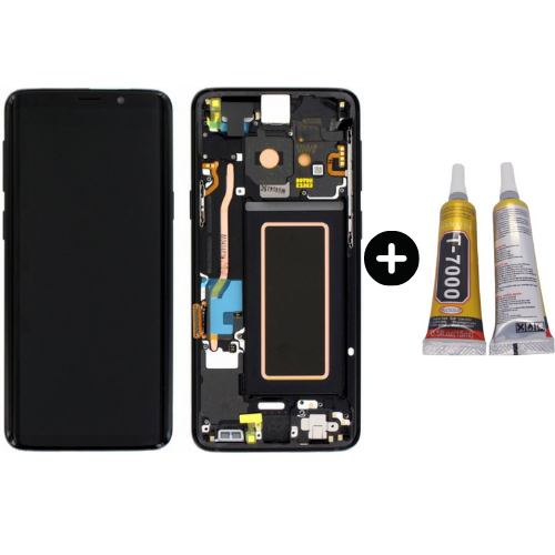 Samsung Galaxy S9 Sm-G960 Uyumlu Çıtalı Yan Sanayidir Lcd Ekran Dokunmatik Siyah + B7000