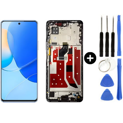 Huawei Nova 9 Se Jln-Lx1 Jln-Lx3 Rmx2190 Uyumlu Çıtalı Servis Lcd Ekran Dokunmatik Mavi + Tamir Seti