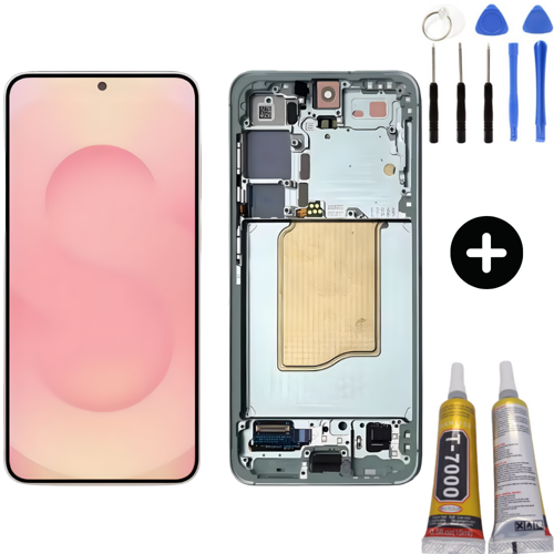 Samsung Galaxy S25 Sm-S931 Uyumlu Çıtalı Servis Lcd Ekran Dokunmatik Siyah + Montaj Seti