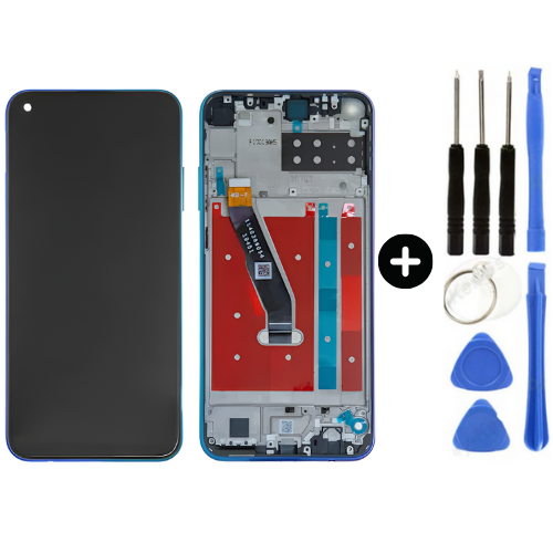 Huawei P40 Lite E Uyumlu Çıtalı Hk Lcd Ekran Dokunmatik Mavi + Tamir Seti