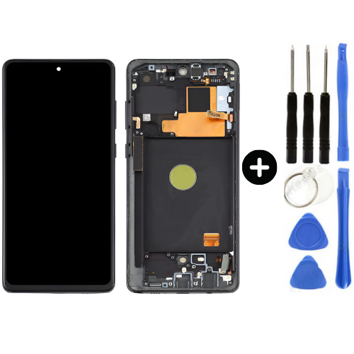 Samsung Galaxy Note 10 Lite Sm-N770 Uyumlu Yan Sanayidir Çıtalı Lcd Ekran Dokunmatik Siyah + Tamir Seti