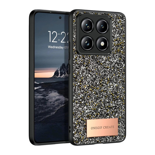 Onegif Xiaomi Mi 14T Pro Bright Simli Kapak - Gümüş