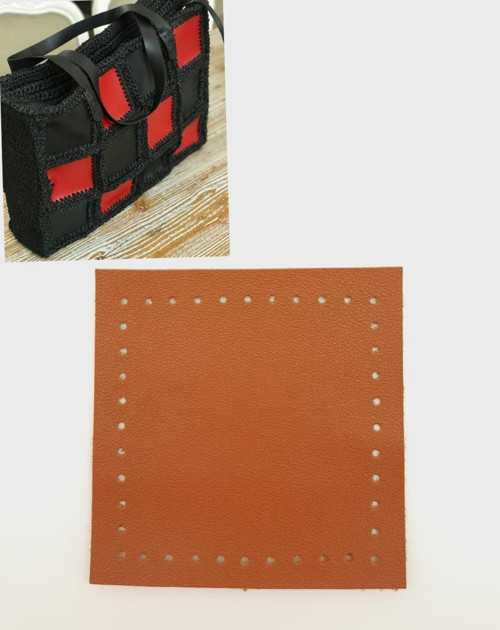 Çanta Aksesuar 10x10 cm Kare Suni Deri Taba Renk 1 Adet