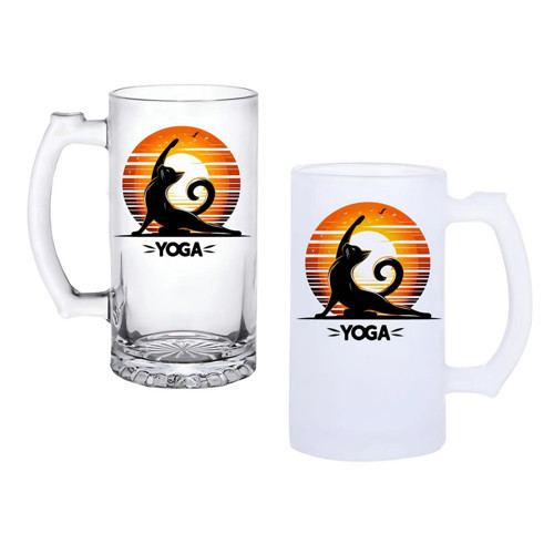Yoga Yapan Kedi buzlu ya da buzsuz bira bardağı