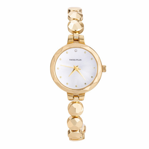 Swiss Plus Kadın Kol Saati - Gold Renk Prizma Kesim Kasa - 22mm Minimalist Mücevher Tasarım Saat - Model-8 ST0714ABL