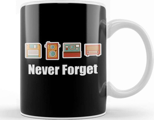 Funny Never Forget Floppy Disk Camera & Radio Kupa Bardak Porselen