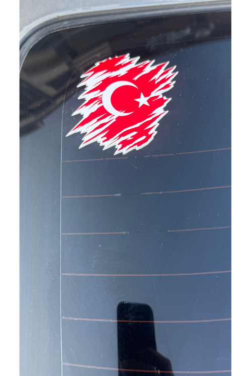 Türk Bayrağı , Beyaz kenarlı özel tasarım , sticker