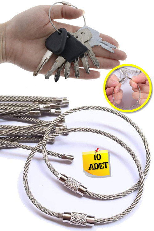 Çelik Tel 15 CM Anahtarlık - 10 ADET