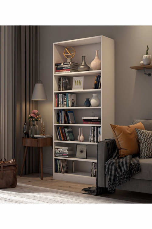 Ktp211-Beyaz 6 Açık Raflı Kitaplık