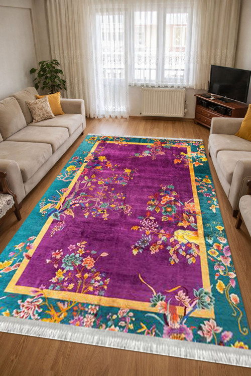 Dokuma taban Kaymaz Dijital Baskılı Yıkanabilir Leke Tutmayan Salon Halısı Yolluk
