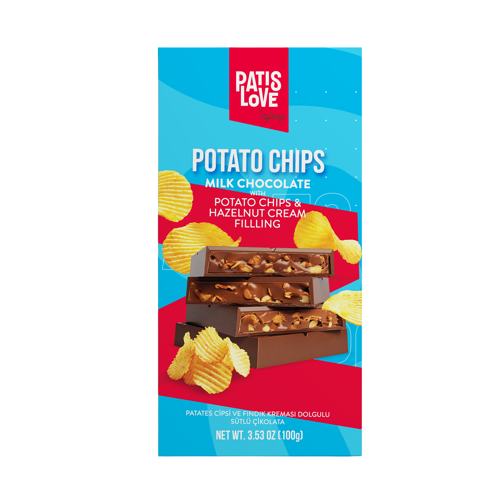 Patates Cipsi ve Fındık Kreması Dolgulu Sütlü Çikolata, 100G