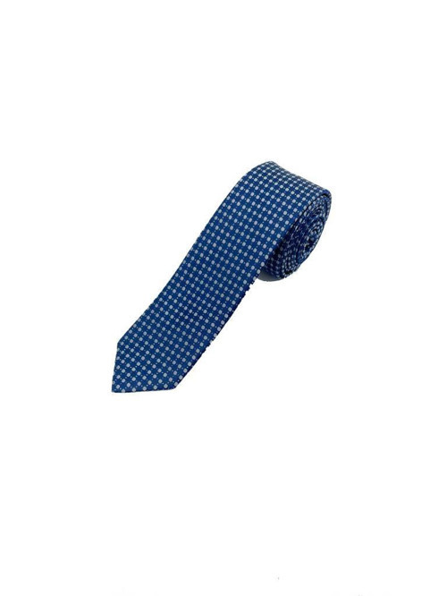 5 Cm Lacivert Gri Desenli Slim Kravat