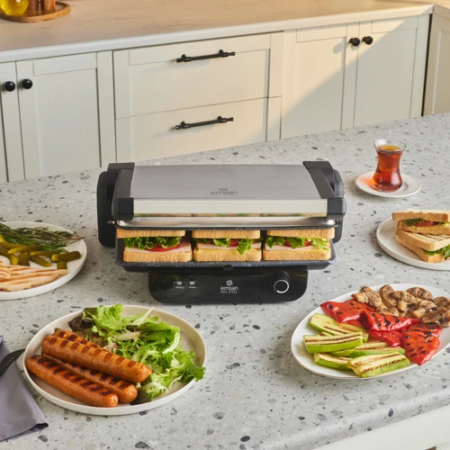 Inox Feel Steel 6 Dilim Kapasiteli Izgara ve Tost Makinesi 1800W