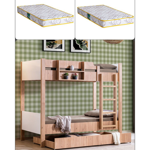 Ranza, Asya Ayrılabilir Yavrulu Ranza, Ceviz - Beyaz + 2 Adet Comfort Yatak
