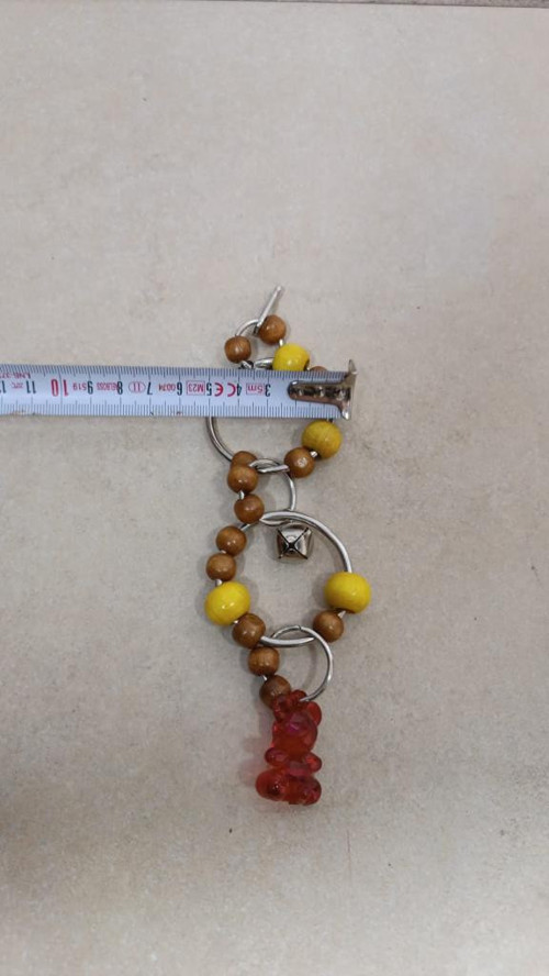 Muhabbet Kuş Oyuncak 2 Halka Ayıcıklı 18x5cm Muhabbet ve Paraket için uygundur