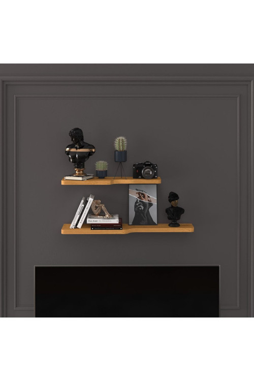 Modern 2'li Uçan Raf Çok Amaçlı Duvar Rafı Organizer %100 MDF Kitaplık Mutfak Banyo Rafı DRF03