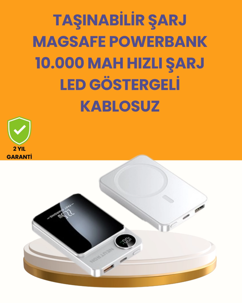 Mey İthalat® 20W Pd 15W Manyetik Kablosuz Şarj Destekli Taşınabilir