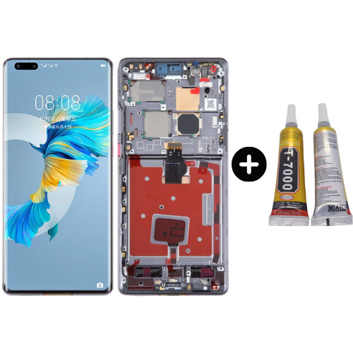 Huawei Mate 40 Pro Noh-An00 Uyumlu Çıtalı Oled Lcd Ekran Dokunmatik Siyah + B7000