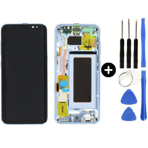 Samsung Galaxy S8 Sm-G950 Uyumlu Çıtalı Servis Lcd Ekran Dokunmatik Mavi + Tamir Seti
