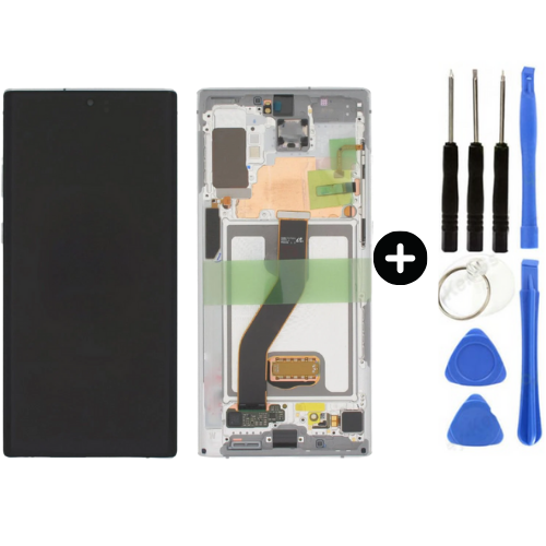 Samsung Galaxy Note 10 Plus Sm-N975 Uyumlu Çıtalı Lcd Ekran Dokunmatik Beyaz + Tamir Seti