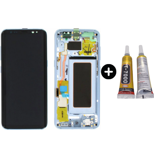Samsung Galaxy S8 Sm-G950 Uyumlu Çıtalı Oled Lcd Ekran Dokunmatik Mavi + B7000