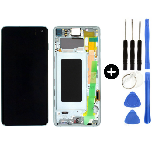 Samsung Galaxy S10 Sm-G973 Uyumlu Çıtalı Oled Lcd Ekran Dokunmatik Yeşil + Tamir Seti