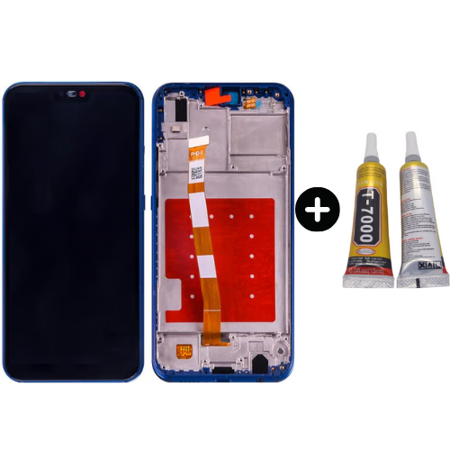 Huawei P20 Lite Uyumlu Çıtalı Hk Lcd Ekran Dokunmatik Mavi + B7000