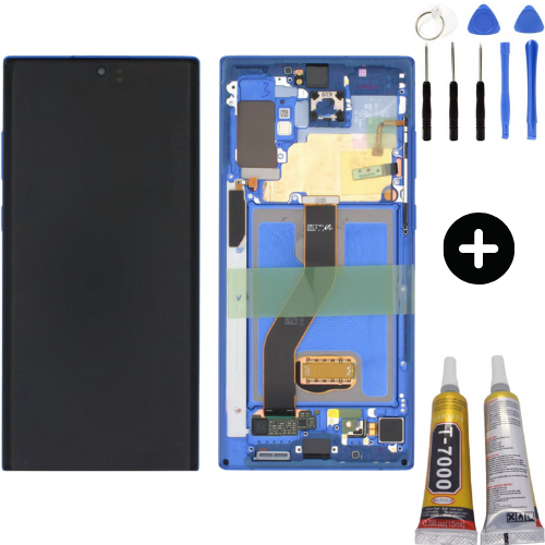 Samsung Galaxy Note 10 Plus Sm-N975 Uyumlu Çıtalı Servis Lcd Ekran Dokunmatik Mavi + Montaj Seti