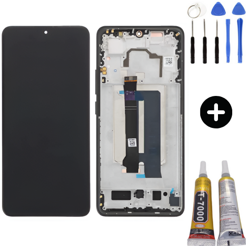 Xiaomi Pocophone Poco X6 Pro Uyumlu Çıtalı Oled Lcd Ekran Dokunmatik Beyaz - Silver + Montaj Seti