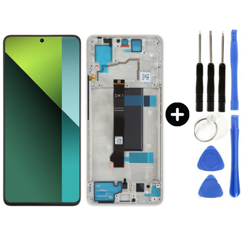 Xiaomi Redmi Note 13 Pro 5G Uyumlu Çıtalı Lcd Ekran Dokunmatik Beyaz - Silver + Tamir Seti