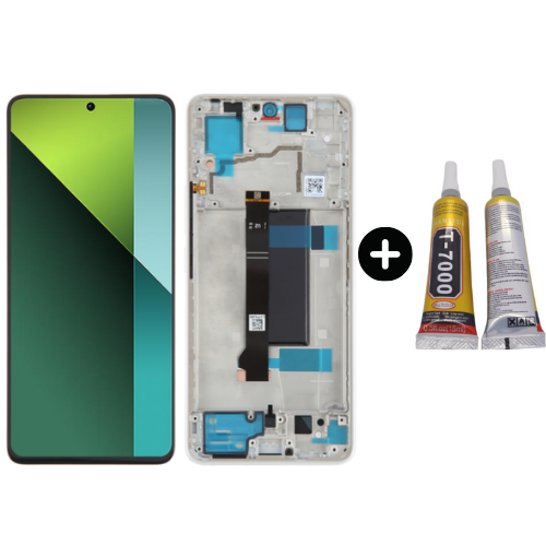 Xiaomi Redmi Note 13 Pro 5G Uyumlu Çıtalı Lcd Ekran Dokunmatik Beyaz - Silver + B7000