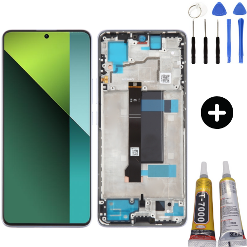 Xiaomi Redmi Note 13 Pro 5G Uyumlu Çıtalı A Kalite Lcd Ekran Dokunmatik Mor + Montaj Seti