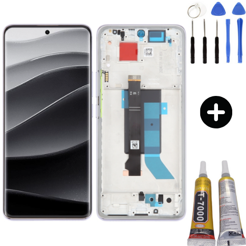 Xiaomi Redmi Note 14 Pro 5G Uyumlu Çıtalı Lcd Ekran Dokunmatik Mor + Montaj Seti