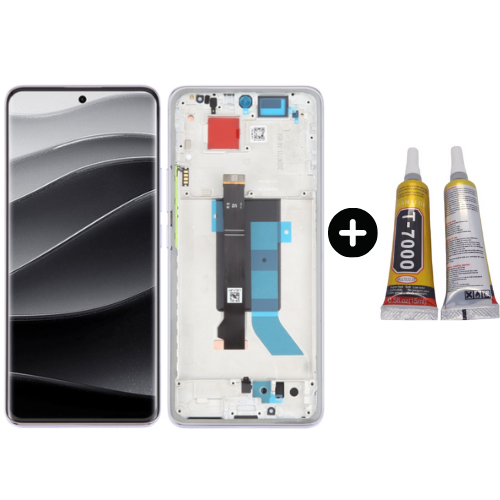 Xiaomi Redmi Note 14 Pro 5G Uyumlu Çıtalı Tft Lcd Ekran Dokunmatik Mor + B7000