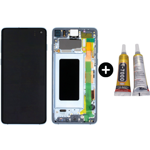 Samsung Galaxy S10 Sm-G973 Uyumlu Çıtalı Servis Lcd Ekran Dokunmatik Mavi + B7000