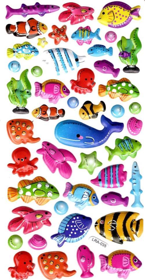 Sticker Kabartmalı Stiker Defter, Planlayıcı Etiket 17 x 9 cm - Sevimli Balıklar