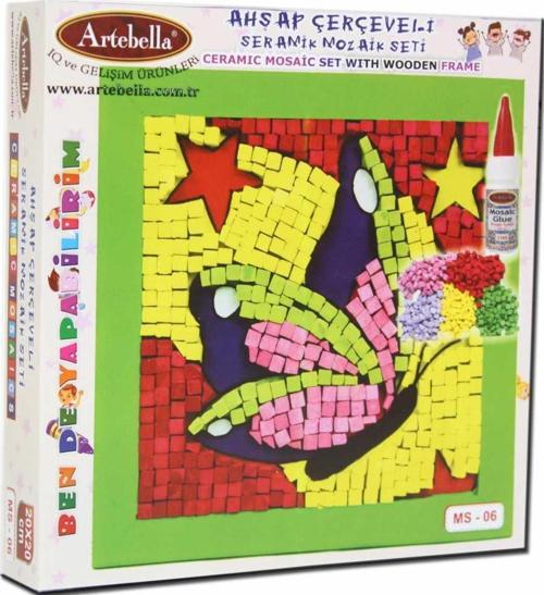 06 I Çocuk Ahşap Çerçeveli Seramik Mozaik Set 20x20 cm