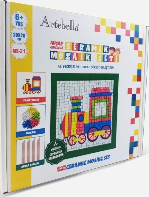 21 I Çocuk Ahşap Çerçeveli Seramik Mozaik Set 20x20 cm