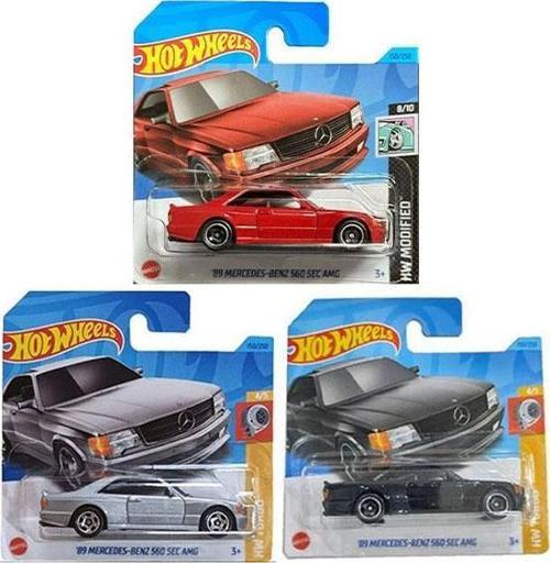 '89 Mercedes-benz 560 Sec Amg 3 Araç Set - Gri & Siyah & Kırmızı (1/64)