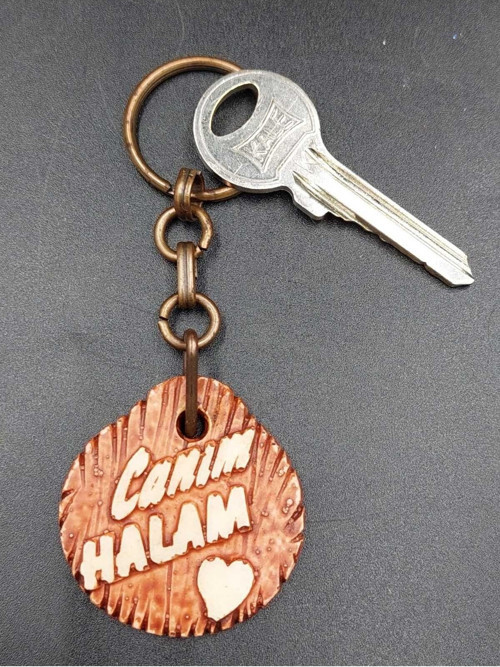 AHŞAP GÖRÜNÜMLÜ CANIM HALAM YAZILI ANAHTARLIK