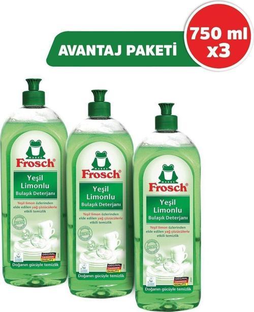 Yeşil Limonlu 750 ml 3'lü Paket Sıvı Bulaşık Deterjanı