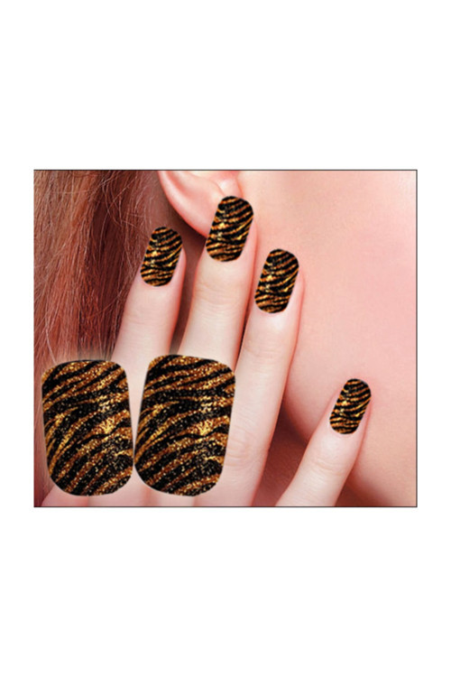 Takma Tırnak Gold Altın Simli Zebra Desen