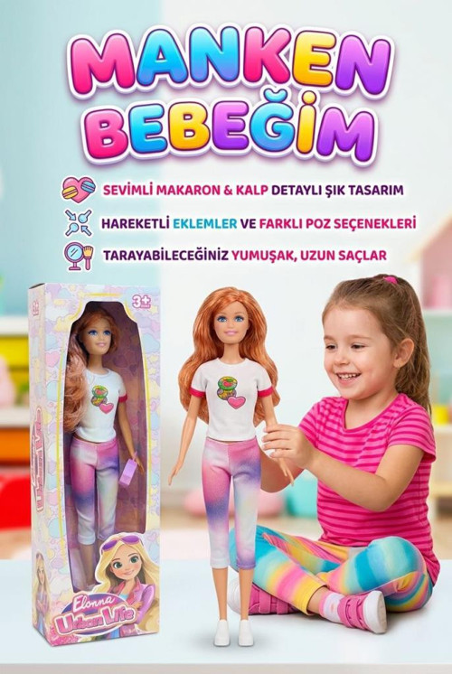 Elonna Urban Life Manken Bebek Seti - 30 cm Hareketli Eklemli Modern Kıyafetli Moda Bebeği BEYAZ