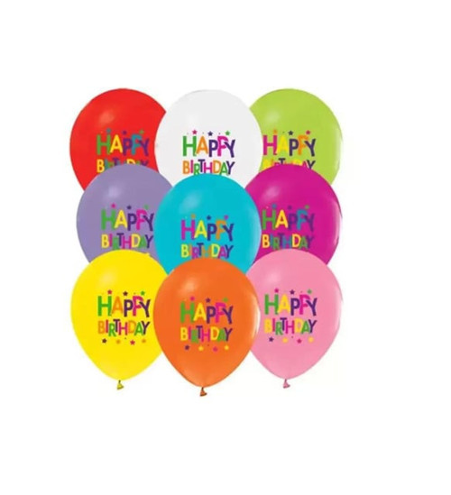 Balon 4+0 Superstar Bırthday Baskılı Pastel 100 Lü