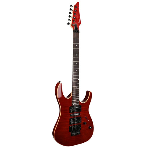 Modern Superstrat Hsh Fr Tremolo Elektro Gitar (Flame Top - Crimson)