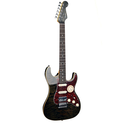 SuperStrat HSS Elektro Gitar Quilted Siyah